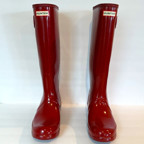 Hunter Women's Original Tall Gloss Rain Boots Military Red Size US 10 - Picture 1 of 11